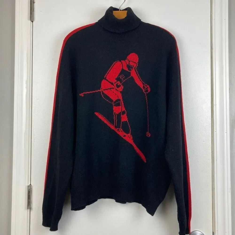 Vintage RARE Polo Ralph‎ Lauren Turtleneck Sweater 100% Lambswool Suicide Skier
